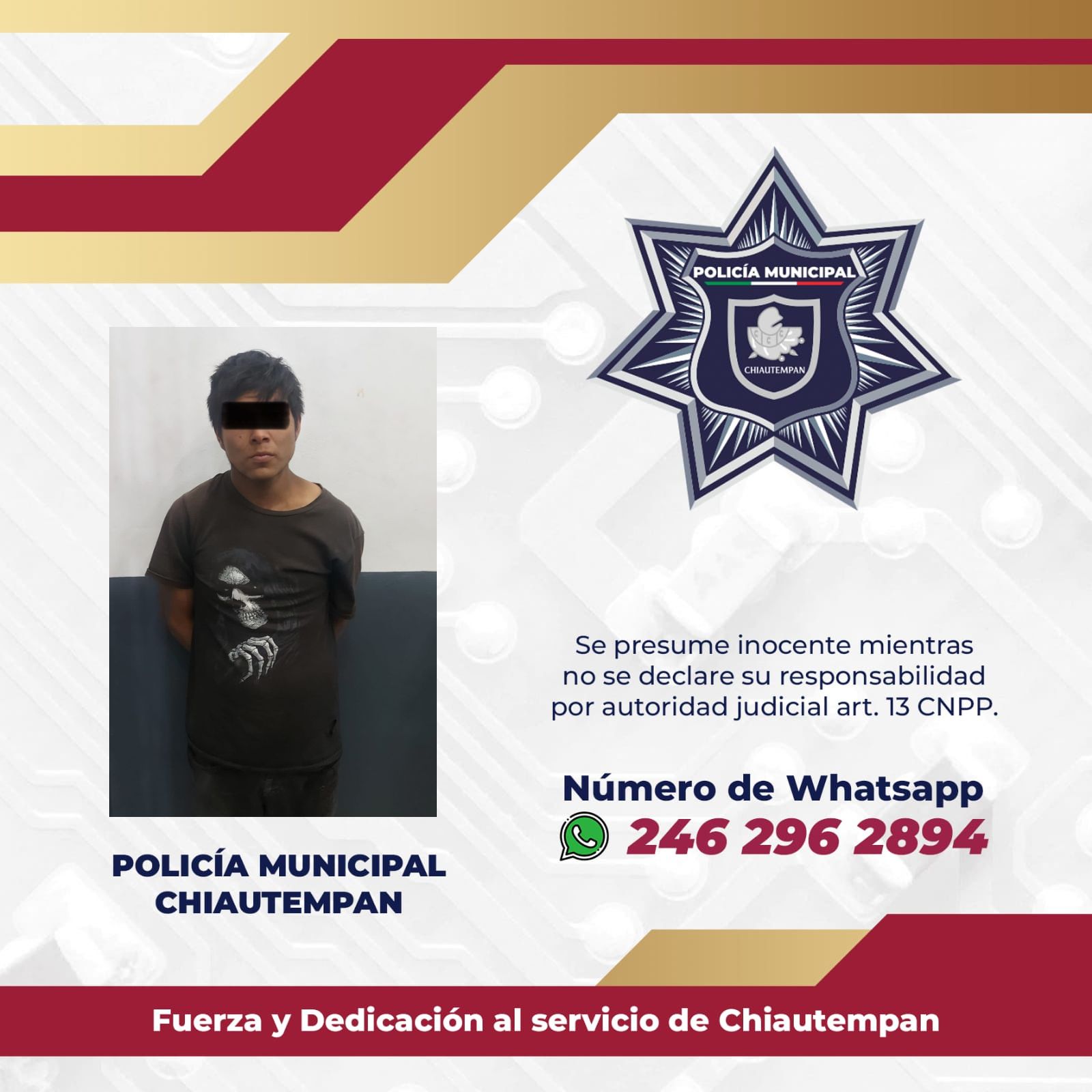Detiene Policía de Chiautempan a dos sujetos por cristalazo a vehículo